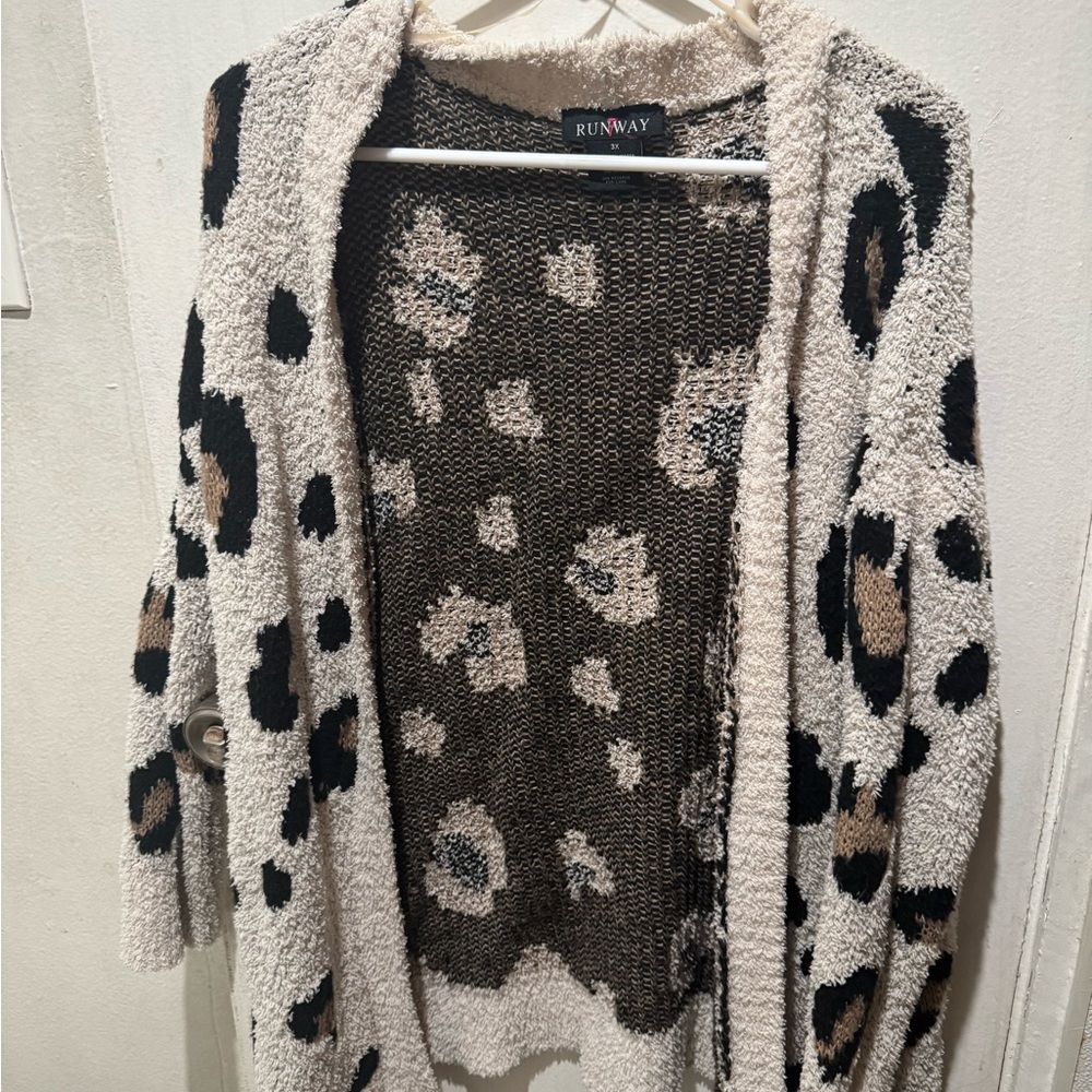 Cream and Black Leopard Print Sweater